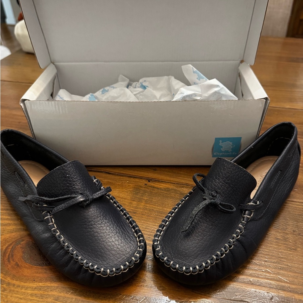 Navy Leather Driver Loafers boys size 3